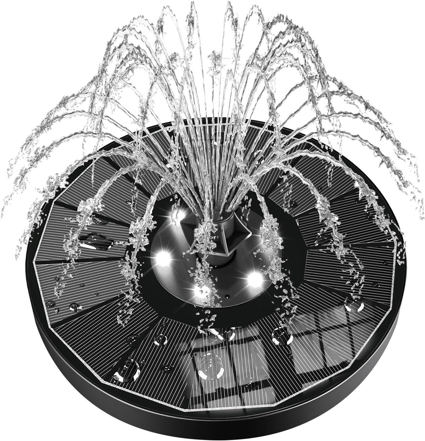 SZMP Solar Water Fountain - Upgraded 100% Glass Panel, 3.5W Solar Pump with 7 Nozzles & 2000mAh Battery | Ideal for Bird Baths & Ponds