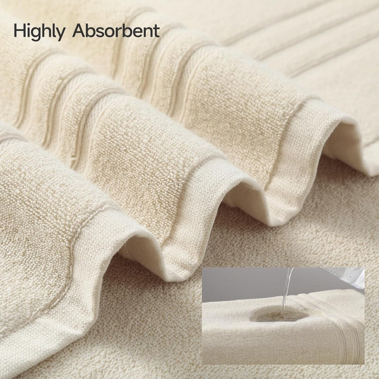 REDKISS 6-Piece Cotton Towel Set - Soft, Highly Absorbent Bath Towels in Beige | Hotel Quality 650GSM