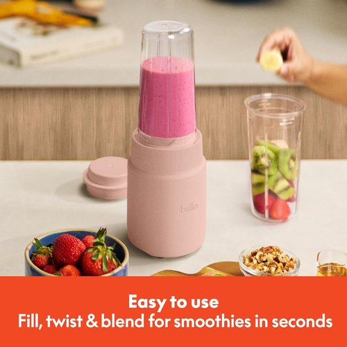 Bella Portable Rocket Blender - 6-Piece Juicer & Smoothie Maker | BPA-Free, 240W, 4 Tip Stainless Steel Blade, Blossom