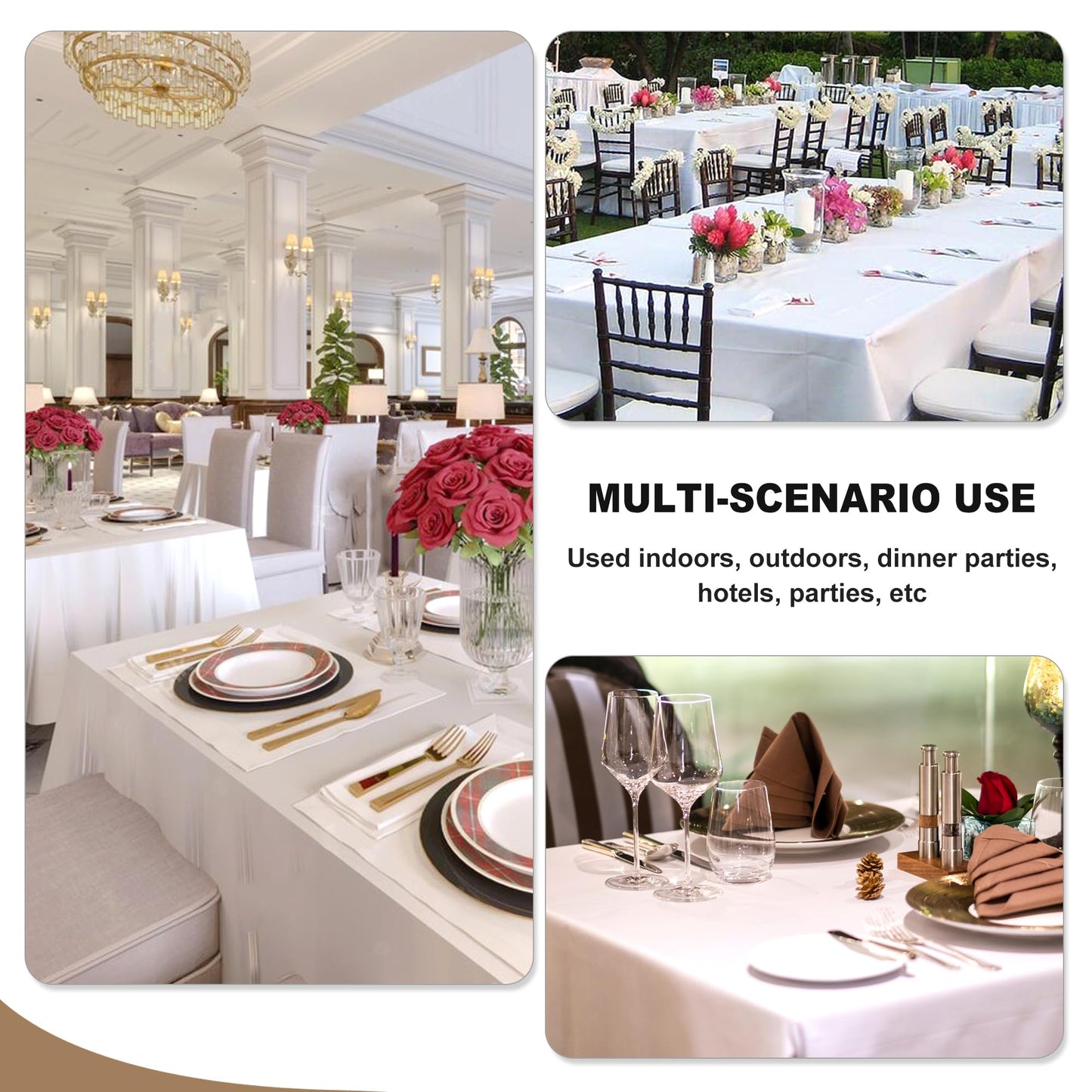 Fitable Elegant Rectangle Table Clothes, 6 Pack - 90 x 132 Inch, Ivory - Reusable and Washable Tablecloths, Polyester Fabric Table Covers for Wedding, Party, Banquet, Formal Events