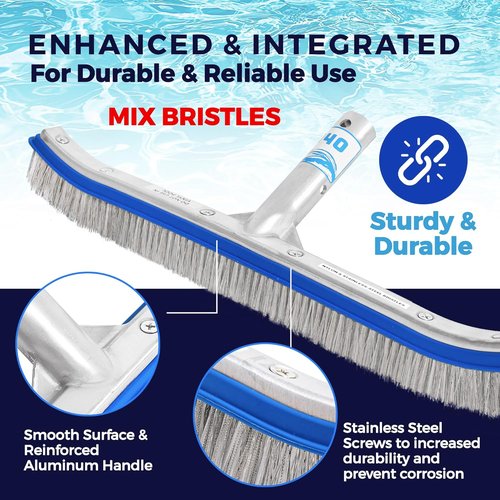 440 Combo Pool Brush - 18-Inch Heavy Duty Nylon & Stainless Steel Head for Inground Pool Cleaning