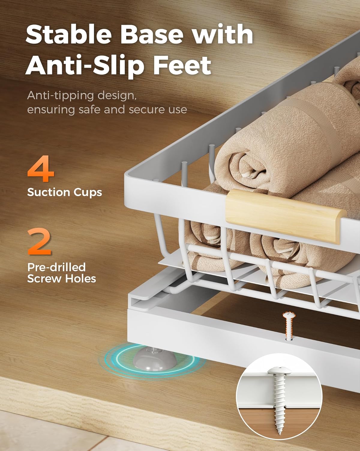 Sevenblue Under Sink Organizer - Multi-Purpose 2-Tier Pull-Out Storage Shelves | Height Adjustable (White)