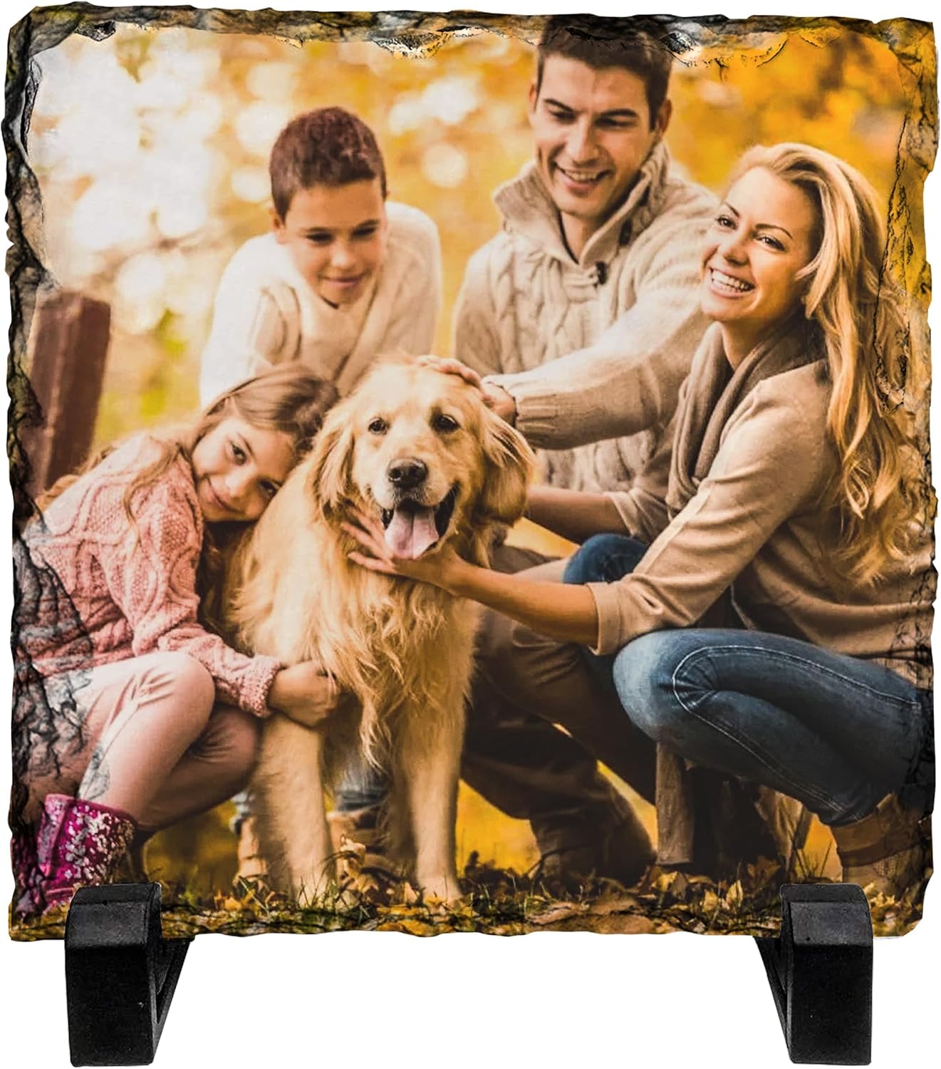 Skiennix Personalized Photo Rock Slate Frame - Custom Stone Plaque for Memorable Gifts | Perfect for Weddings, Birthdays, and Memorials