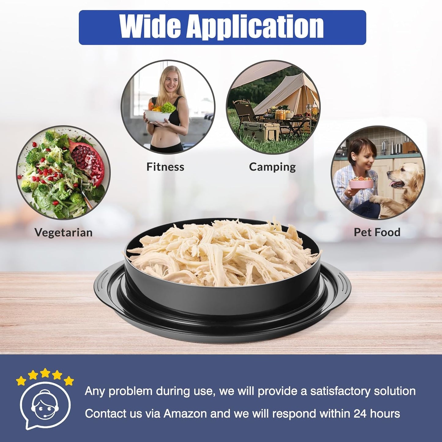 Pro Chicken Shredder Tool by Twist - Food-Grade Meat Shredder with Ergonomic Handle & Anti-Slip Base | Black