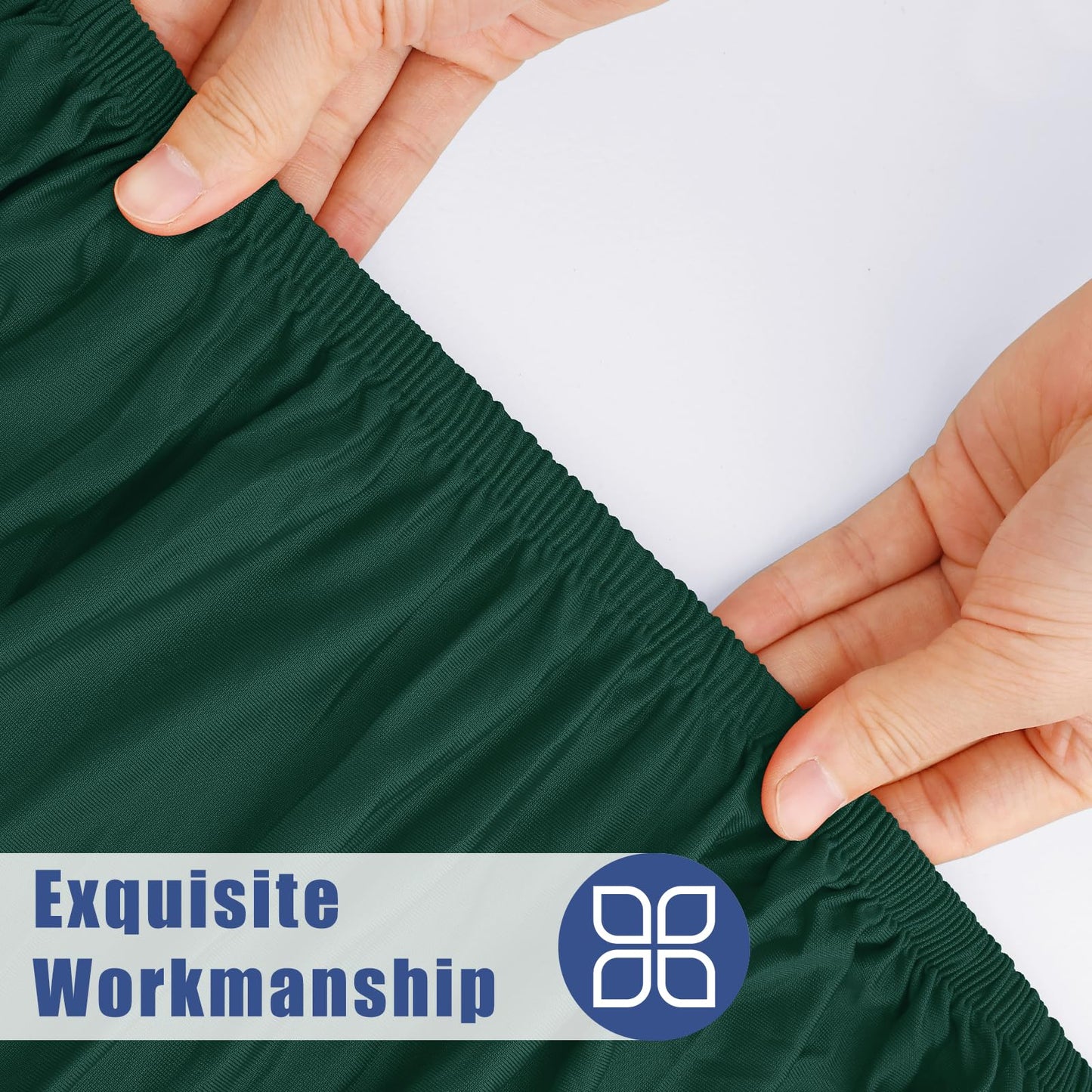 Moosfor Round Spandex Tablecloth, Elastic Fitted Waterproof Tablecloths for 57"-68" Tables, Stretch Washable Picnic Table Cover for Camping, Dining, Indoor and Outdoor, Hunter Green