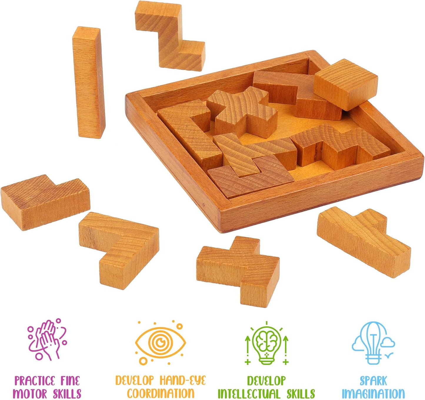 Wooden Brain Teaser Puzzles - Engaging Mental Challenge for Kids & Adults | Perfect for All Skill Levels