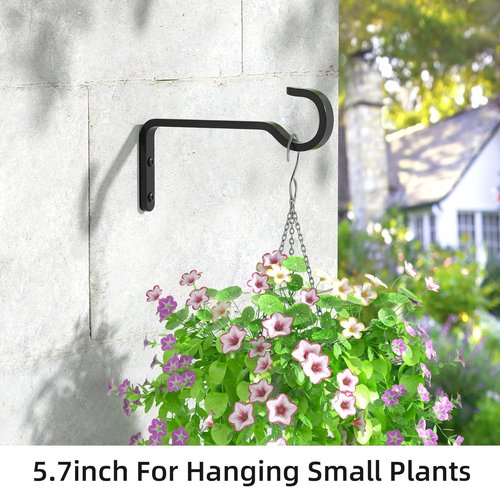 Heavy Duty Plant Hooks by [Brand Name] - 5.7 Inch Iron Hanger Brackets for Outdoor Use | Supports 35lbs - Black