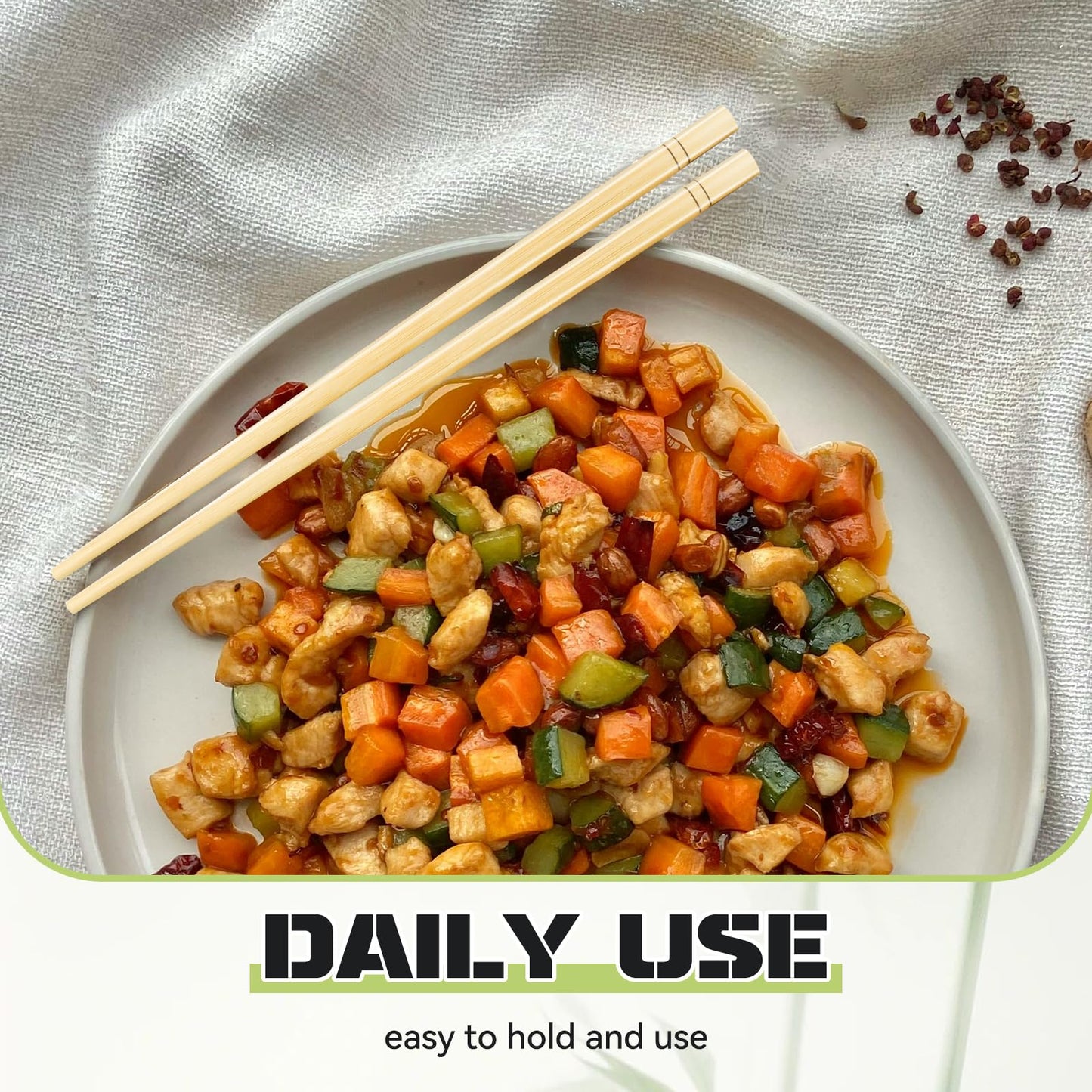 7 Inch X 5 Pairs Chopsticks,Reusable,Simplea and Minimalistic Design,More Size Choices 7"/9.5"/12"