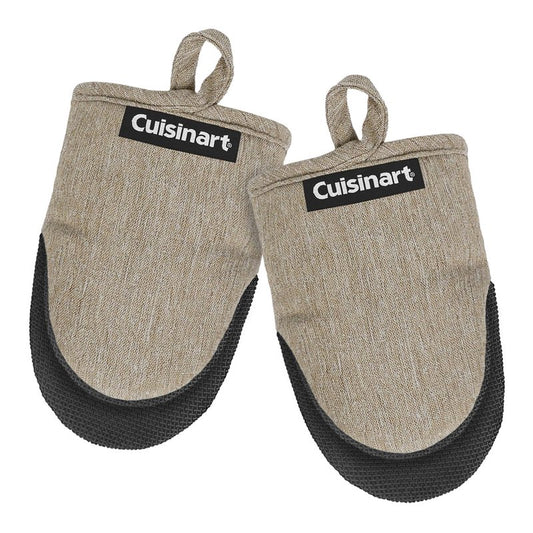 Cuisinart Mini Oven Mitts – 5.5” x 7” Heat-Resistant Kitchen Mitts for Oven with Non-Slip Neoprene Palm, Cotton Filling, and Fabric Loop – Durable Oven Mitt Set for Cooking & Baking (Chambray)