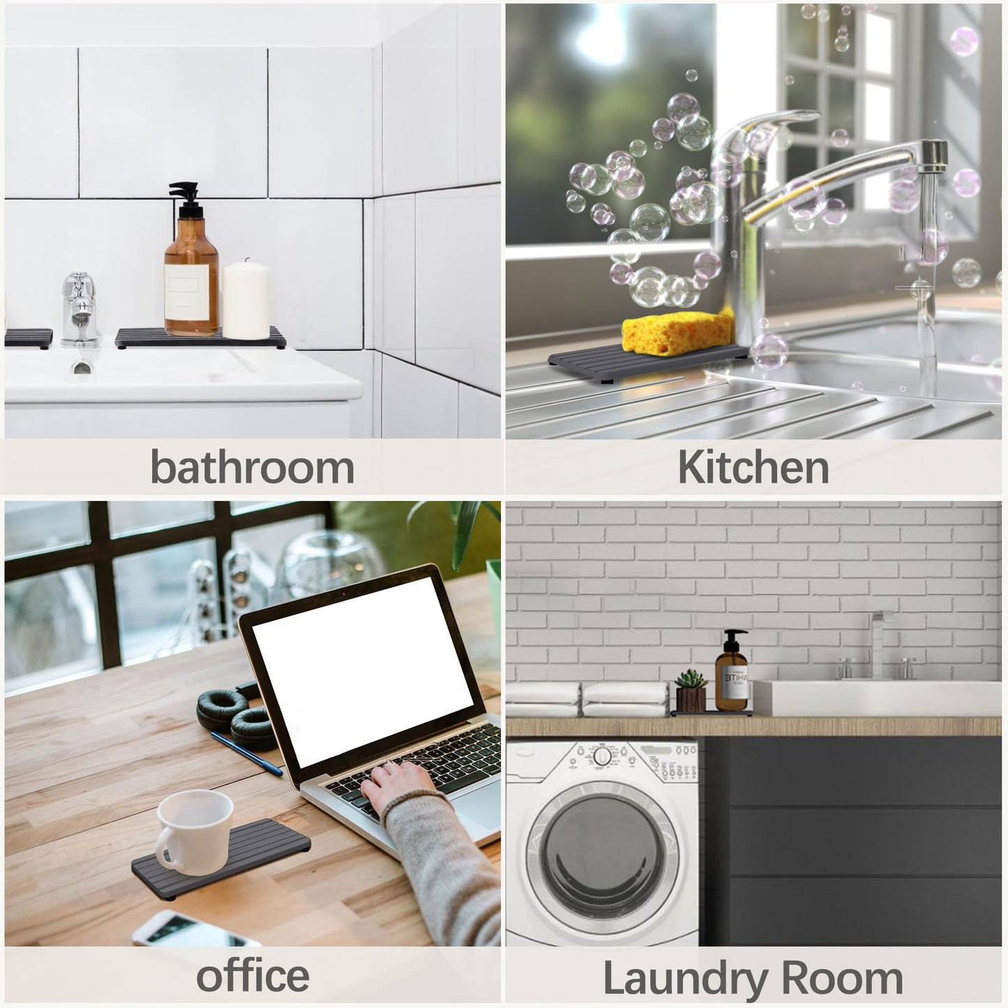 NiuYichee 2 PCS Water Absorbent diatomite Coasters, 7.1" x 3.5" Water Absorbing Stone Tray for Sink, Stone Drying mat for Kitchen Counter, Stone soap Tray Used for Hand Soaps & toiletries & Plants