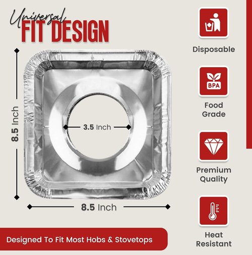 Aluminium Gas Stove Burner Covers - Heat-Resistant Disposable Liners | 50 Pack Kitchen Accessories