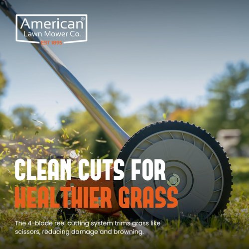 American Lawn Mower Company 14-Inch Push Reel Lawn Mower - 4 Blades, Red Finish