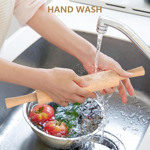 Classic Beechwood Rolling Pin - Multi-Color Thickness Rings for Baking | 17” x 2.5” with Handle