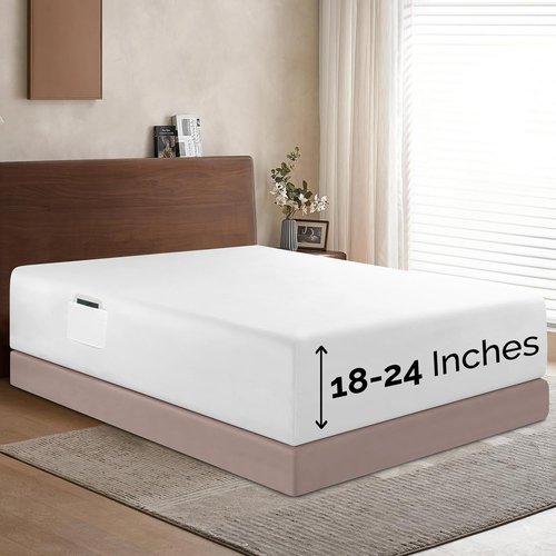 Elegant Comfort Extra Deep Pocket Twin/Twin XL Fitted Sheet - Luxury Softness, Wrinkle-Free, White