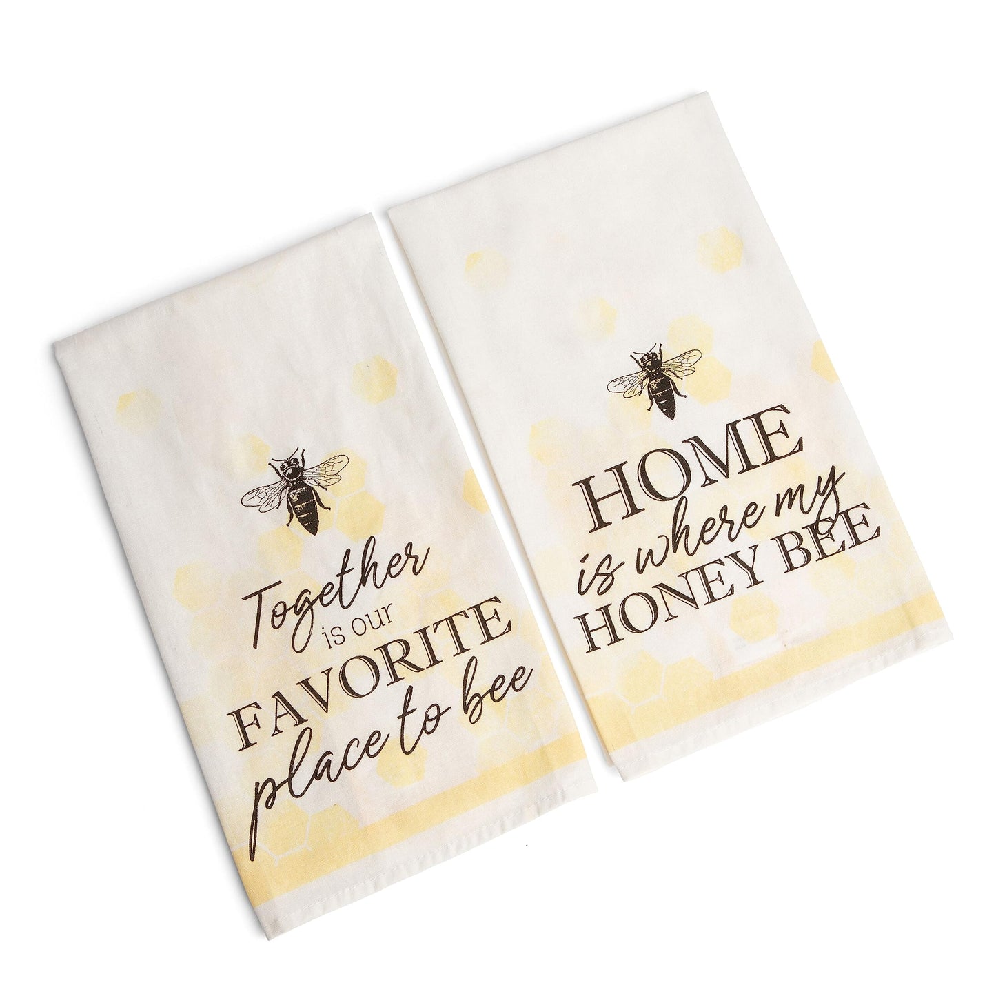 Young's Inc. Cotton Dish Towels - Set of 2 - Absorbent Tea Towels for Drying Dishes, Glassware, and Hands - Spring Bathroom and Kitchen Decor - Honey Bee
