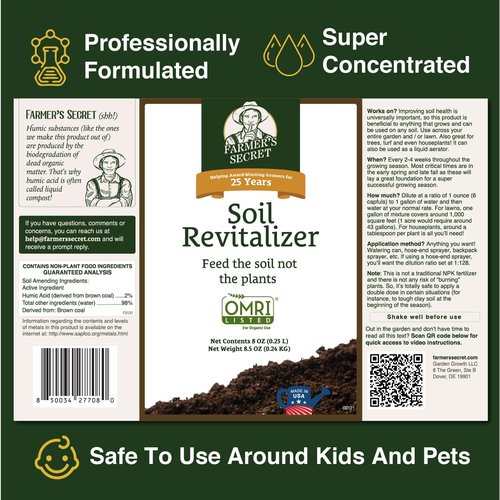 Farmer’s Secret Soil Revitalizer - Organic Liquid Compost Soil Amendment (128oz) | Activated Humic Acid for Healthier Plants