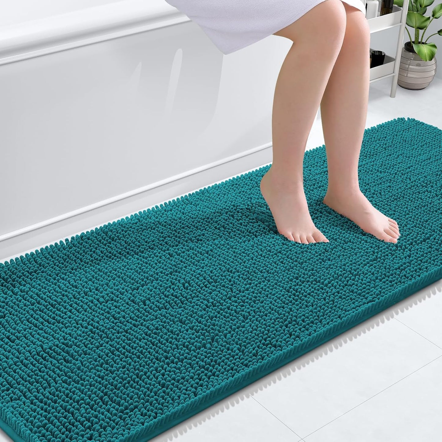 OLANLY Bathroom Runner Rugs - Soft Absorbent Chenille with Rubber Backing | Quick-Dry 70x24 Deep Lake