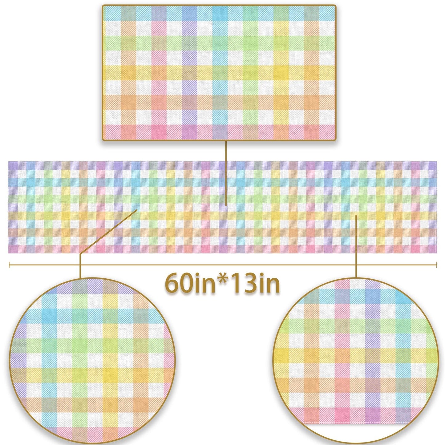 Pudodo Easter Buffalo Plaid Check Table Runner Spring Holiday Farmhouse Fireplace Kitchen Dinning Room Home Party Decoration (13" x 60")