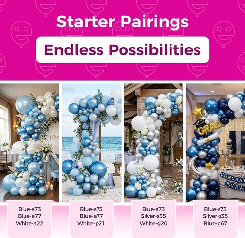Bezente Metallic Blue Latex Balloons - 100 Pack 12-Inch Chrome Blue Helium Balloons for Celebrations