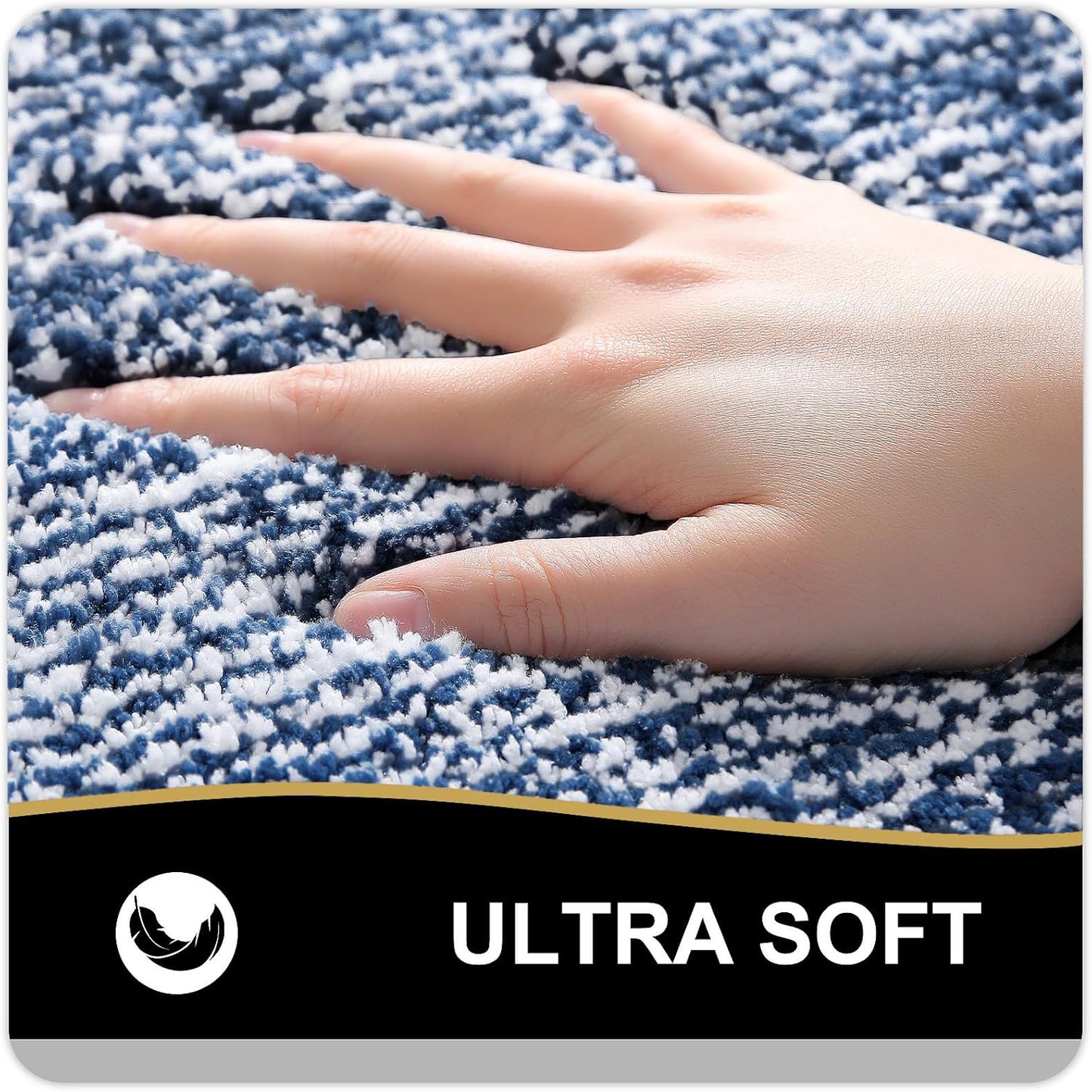 OLANLY Bathroom Rugs - Extra Soft Microfiber Bath Mat | Non-Slip, Quick Dry, 24x16, Navy