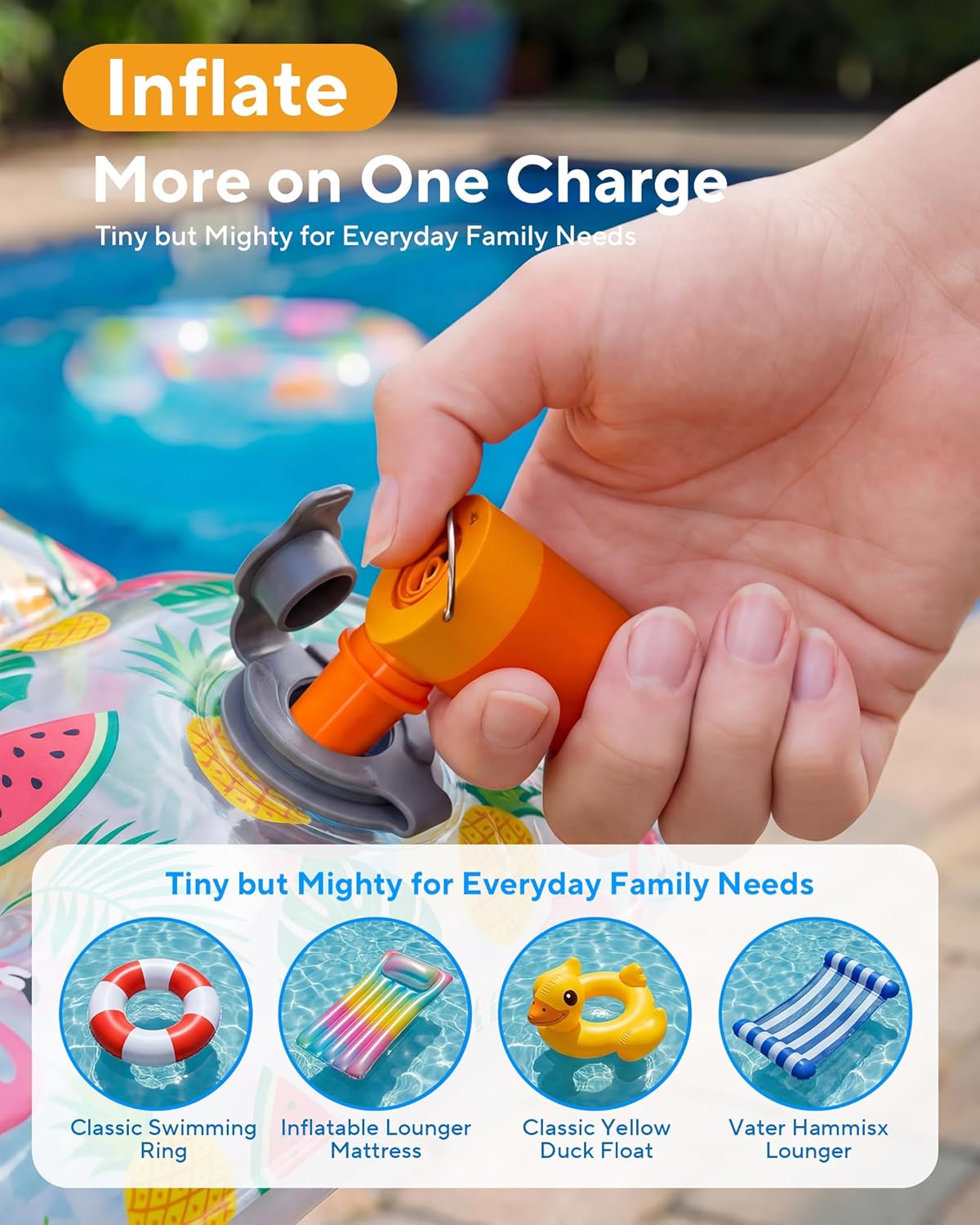 MKARMATER Ultra-Mini Portable Air Pump - Quick Wireless Inflator for Pool Floats & Air Mattresses, 1.69oz