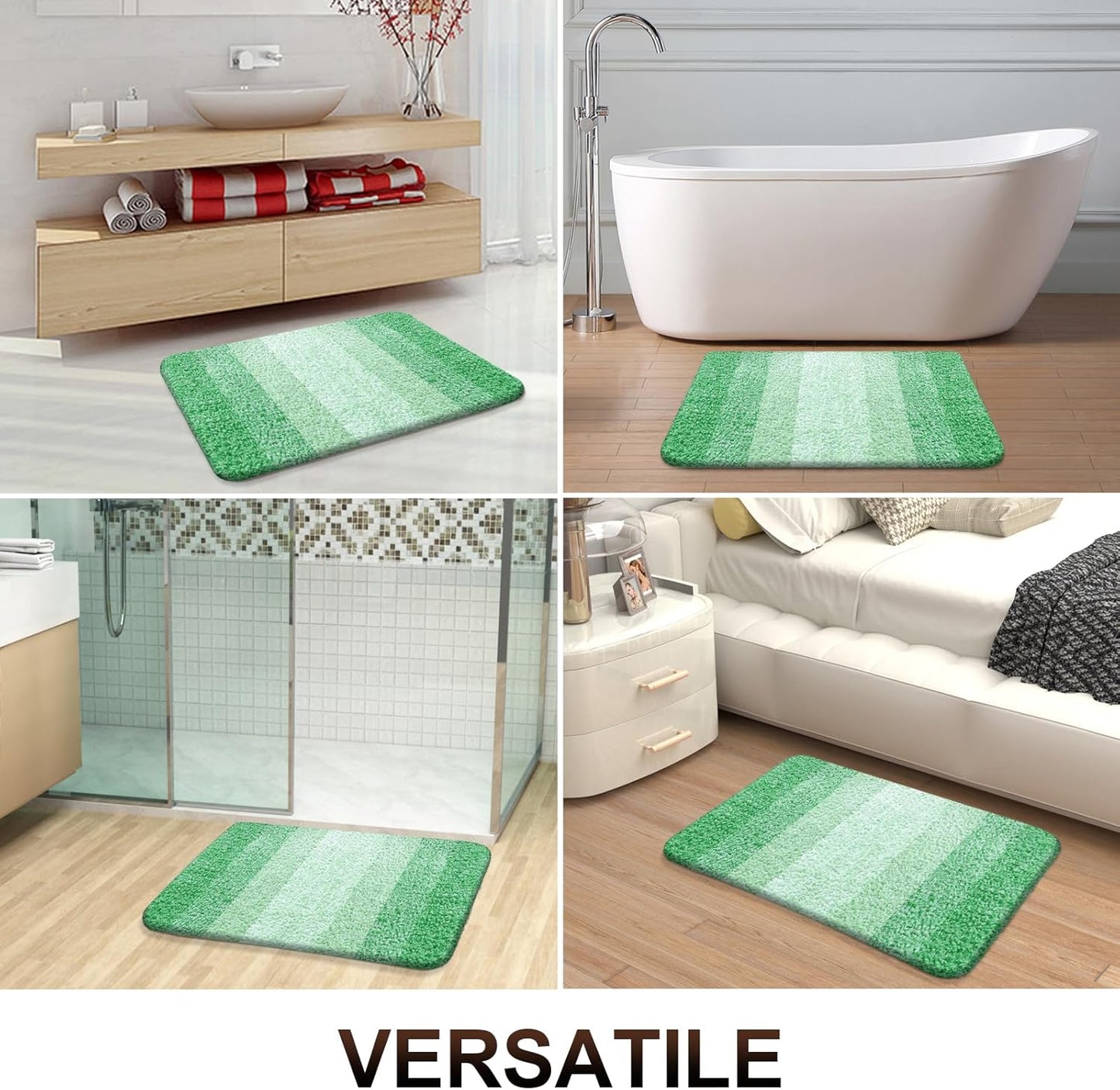 OLANLY Bathroom Runner Rug - Extra Soft Microfiber Mat | Quick-Dry, Washable, 47x17 Inches, Green
