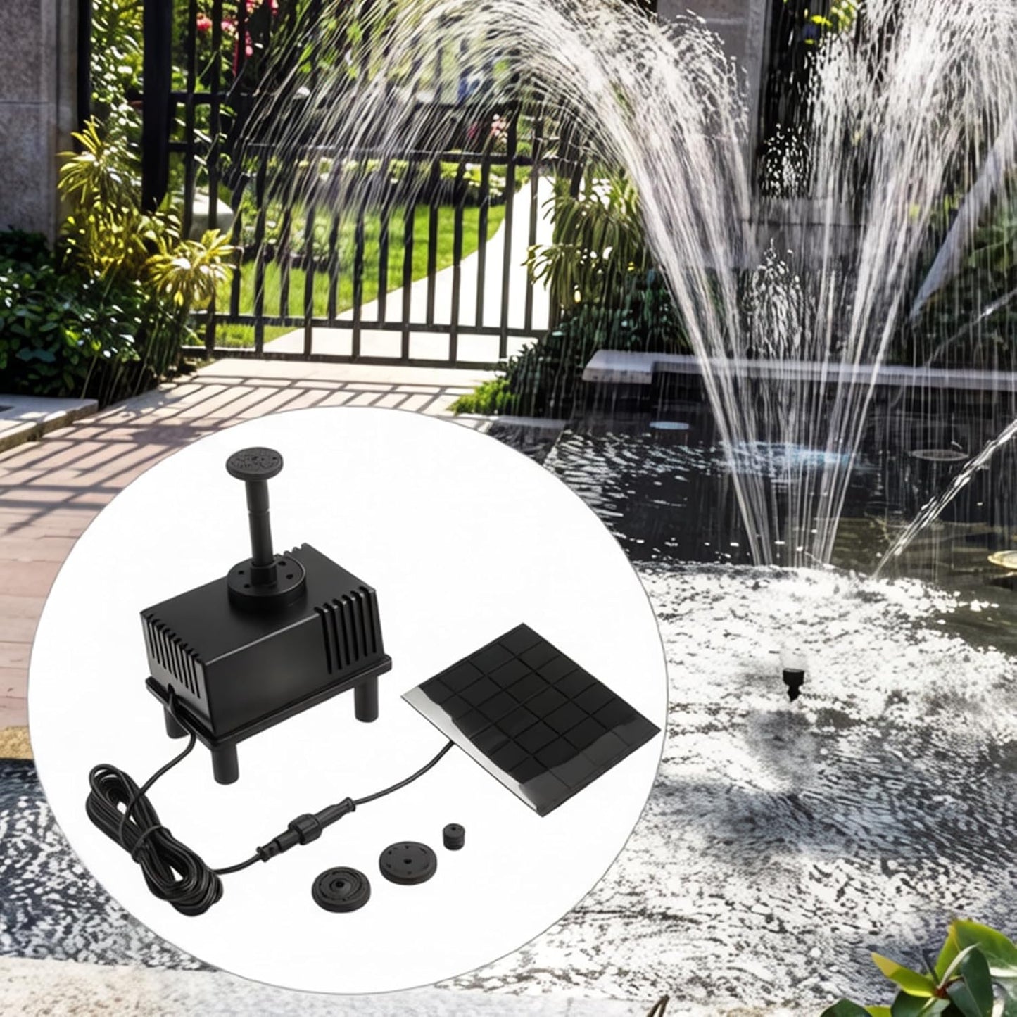 Skiennix Solar Powered Water Fountain - Multiple Spray Heads for Bird Bath & Garden Decor