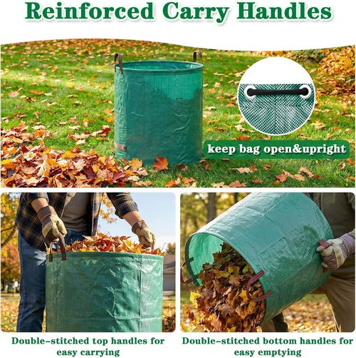FEED GARDEN 72 Gallon Reusable Yard Waste Bags - Heavy Duty Lawn & Leaf Bags with 4 Reinforced Handles | Includes Gardening Gloves