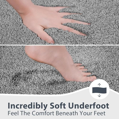 Anllugs Bathroom Rugs - Non-Slip Extra Soft Absorbent Bath Mats | 24" x 36" Grey & Dark Grey
