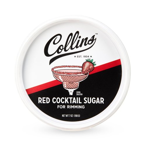 Collins Red Cocktail Sugar, Enhance Daiquiris, Cosmopolitans, Margaritas, Cocktail Drinks, Glass Rimming Sugar for Cocktails 7oz