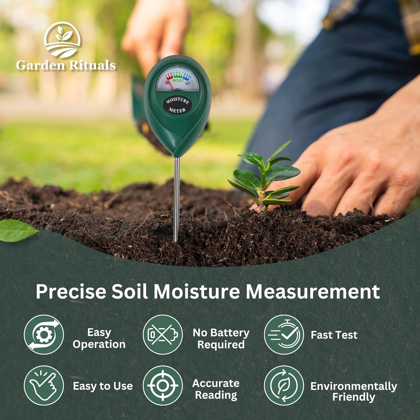 Skiennix Soil Moisture Meter - Accurate Sensors for Indoor Plants | Easy to Use, Compact Design