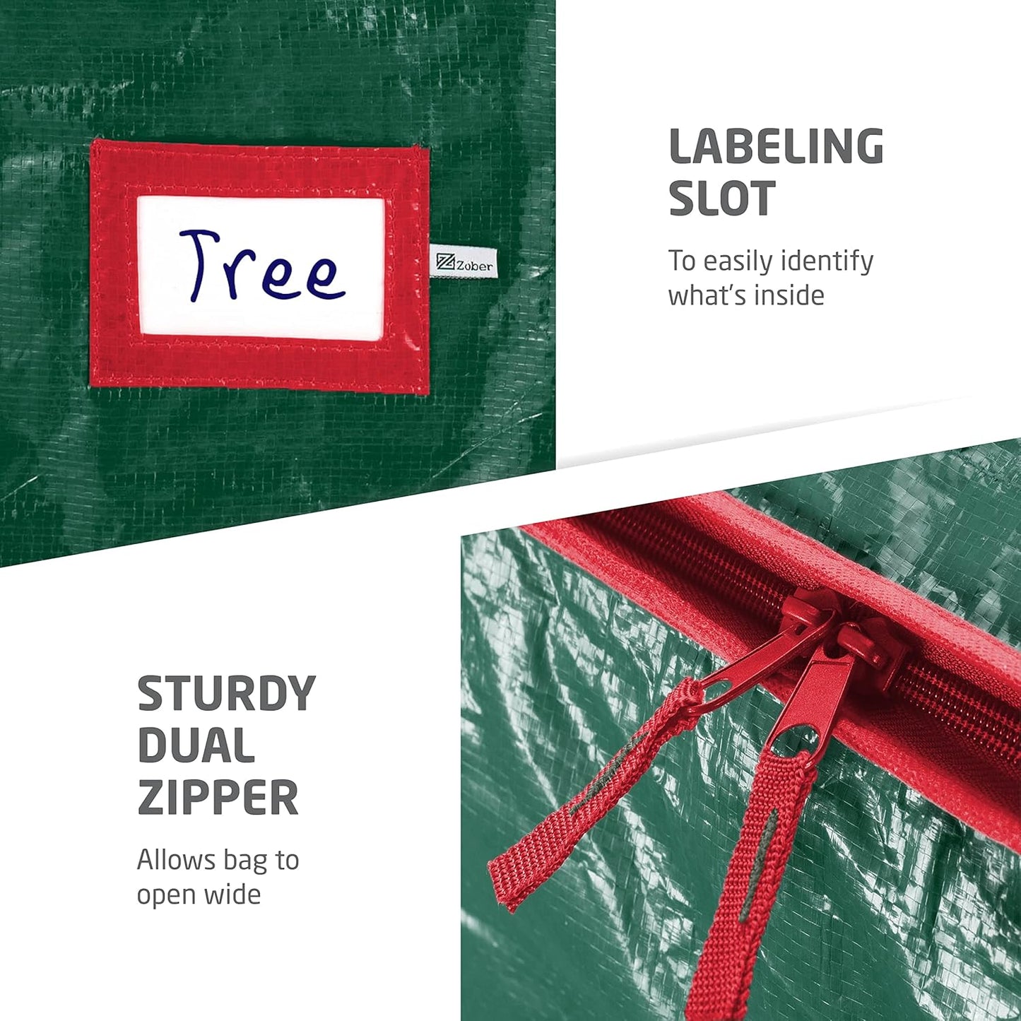 Zober Christmas Tree Storage Bag | Fits 9 Ft Artificial Trees - Waterproof & Durable - Green (Pack of 2)