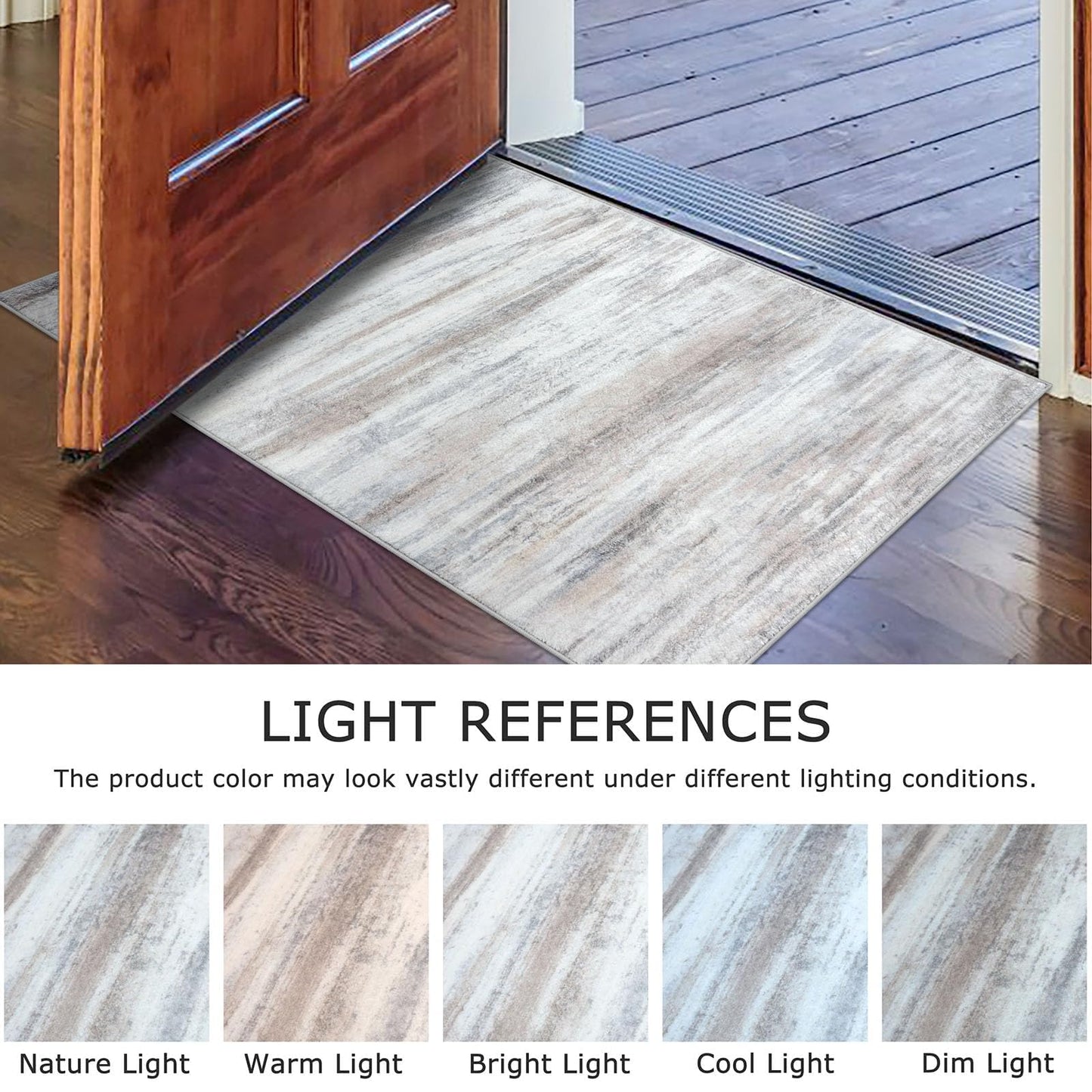 KOZYFLY 4x6 Area Rug Modern Ombre Bedroom Rug, Washable Non-Slip Soft Striped Living Room Rug, Print Distressed Grey-Blue Abstract Carpet for Laundry Nursery