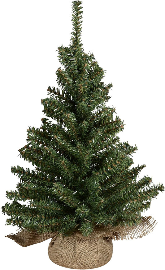 16-Inch Christmas Tabletop Tree with Burlap Base - Festive Holiday Decor