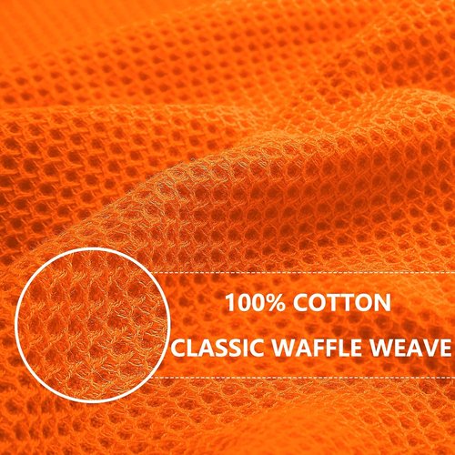 Homaxy 100% Cotton Dish Cloths - Ultra Soft & Absorbent Quick-Drying Towels | 12x12 Inches, 6-Pack, Orange