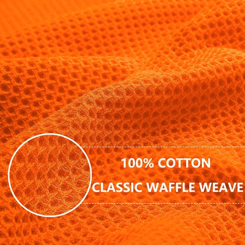 Homaxy 100% Cotton Waffle Weave Kitchen Dish Towels, Ultra Soft Absorbent Quick Drying Cleaning Towel, 13 x 28 Inches, 8-Pack, Orange