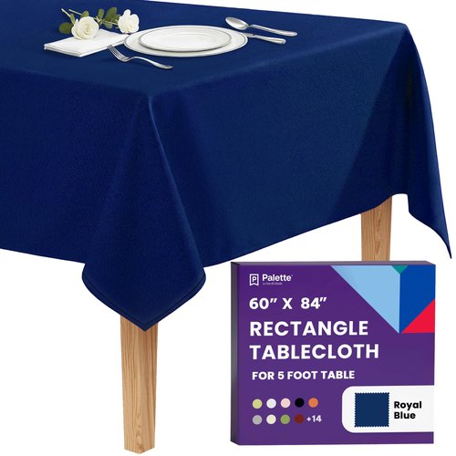 Gee Di Moda Rectangle Tablecloth - 60 x 84 Inch Royal Blue Table Cloth for 5 Foot Rectangle Tables - Heavy Duty Washable Fabric - for Holiday Party, Dinner, Weddings, Baby Shower & Events