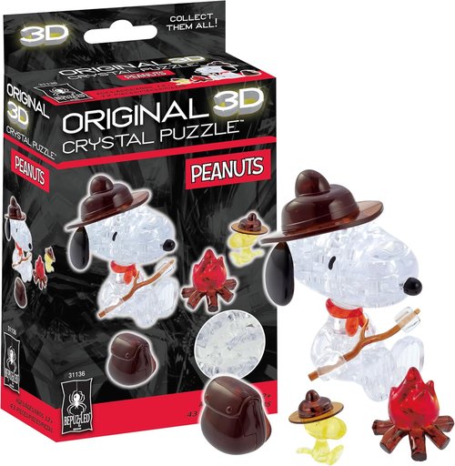 BePuzzled Peanuts Snoopy Campfire 3D Crystal Puzzle - Challenging Fun for Ages 12+ | Beautiful Display Piece