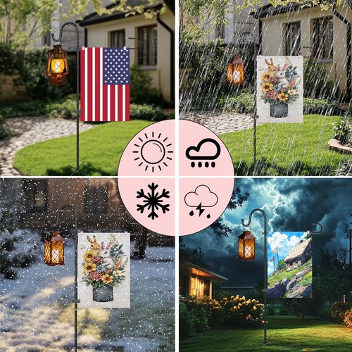Garden Flagpole Stand - Shepherd's Hook for 12x18 Flags | 62 Inch High, Durable 1/2 Inch Thick