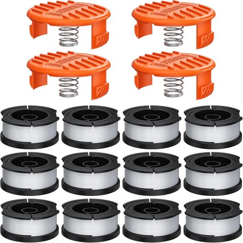 Black+Decker Replacement Spool - 12 Pack Trimmer String 0.065" Autofeed Spools with 4 Caps