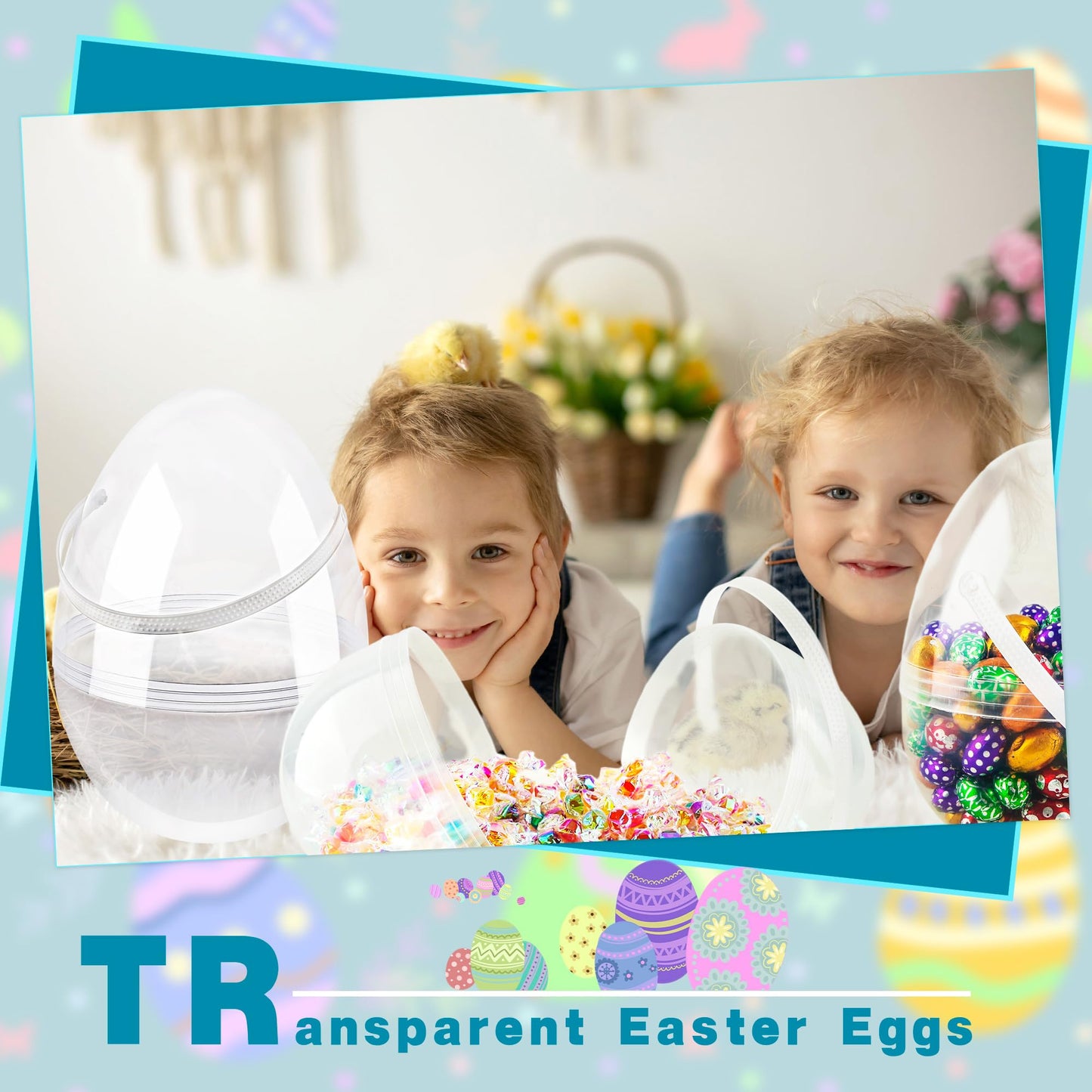 8 Pcs 6 Inch 8 Inch 10 Inch Jumbo Clear Easter Eggs with Handles Large Transparent Easter Eggs Empty DIY Plastic Egg for Adult Kids Easter Party Decor