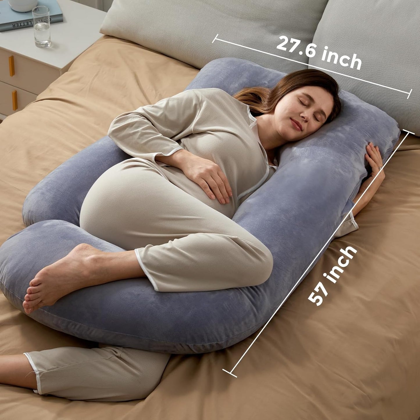 Momcozy Pregnancy Pillow - Cooling Comfort for Hot Sleepers | Soft and Supportive Design