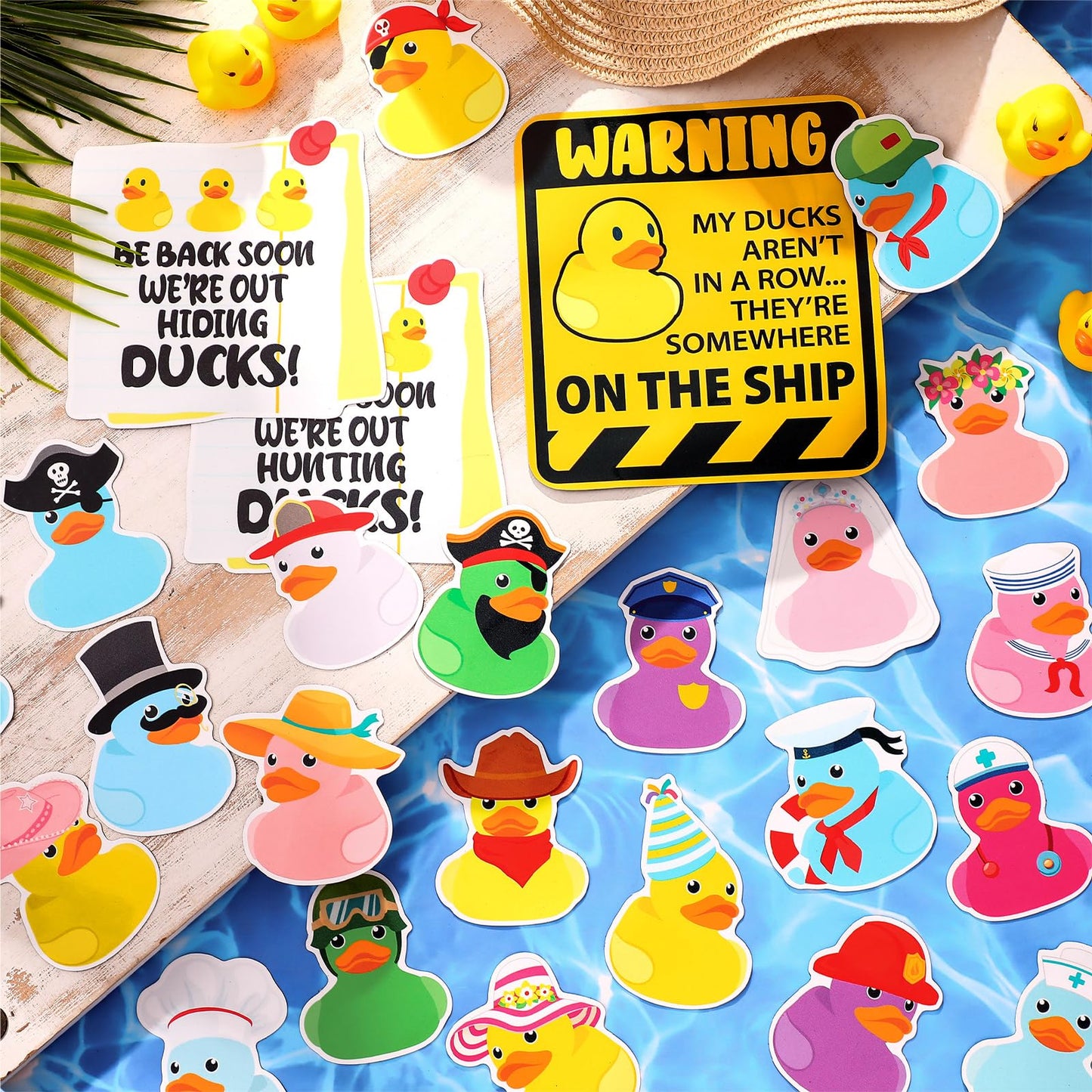 Watersay 27 Pcs Duck Cruise Door Magnet Decorations Ducky Magnetic Stickers Decals Reusable Funny Carnival Cruise Ship Cabin Magnet for Door Decor Car Fridge Refrigerator(Novel)