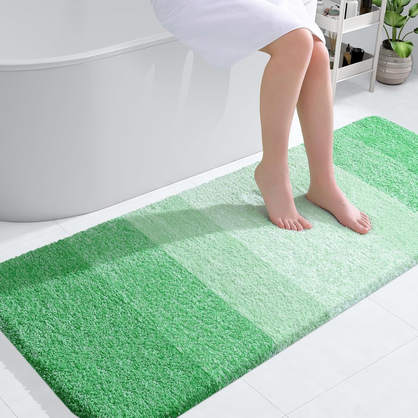 OLANLY Large Bathroom Rug Mat - Extra Soft Microfiber, Quick Dry & Machine Washable | 54x24, Green