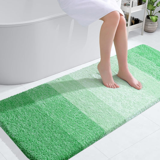 OLANLY Large Bathroom Rug Mat - Extra Soft Microfiber, Quick Dry & Machine Washable | 54x24, Green