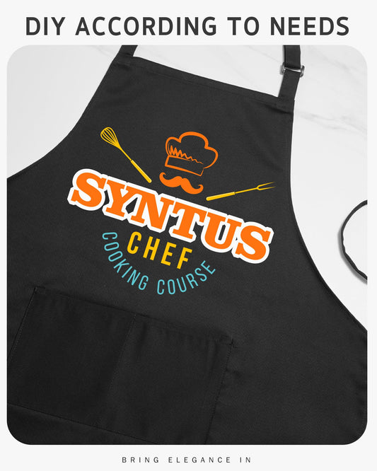 Syntus Chef Apron for Men Women Kitchen Cooking Apron with Pockets, Adjustable Bib Aprons Stain Resistant, 1 Pack Black