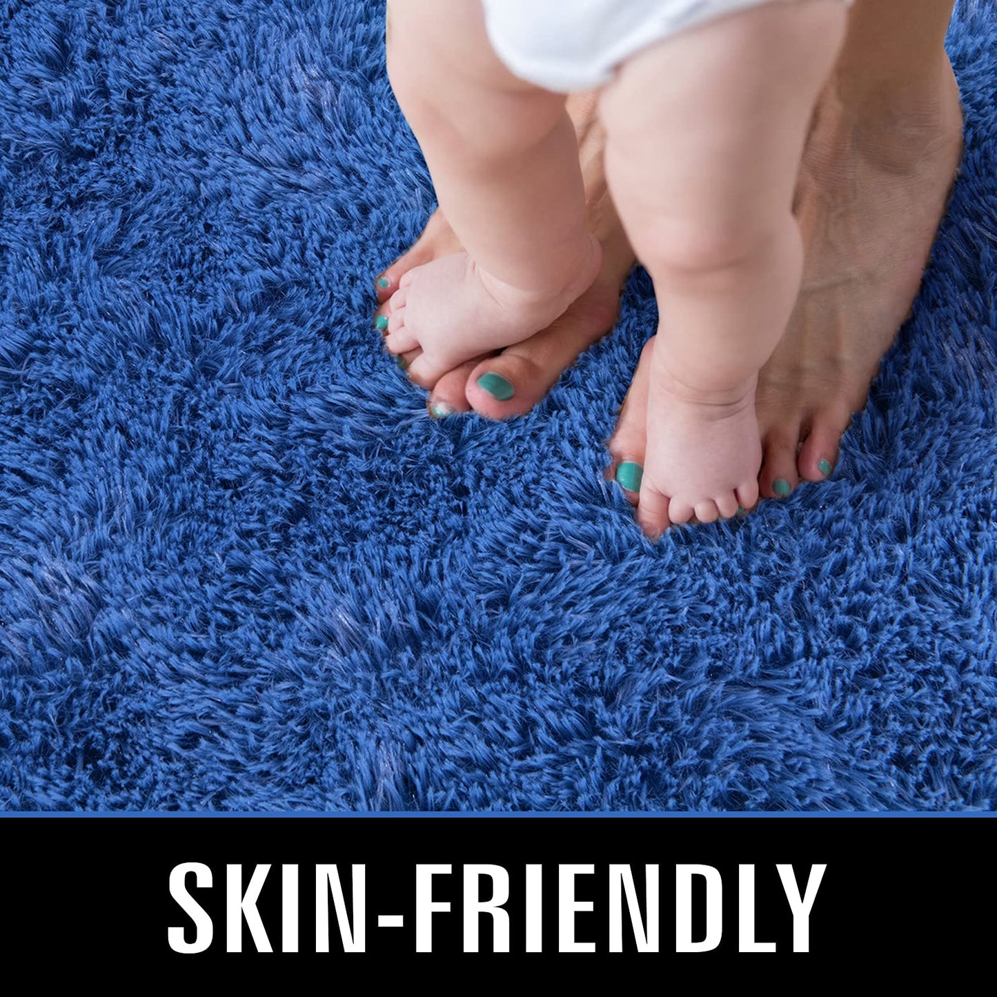 TWINNIS Super Soft Shaggy Rugs Fluffy Carpets, 5x8 Feet, Indoor Modern Plush Area Rugs for Living Room Bedroom Kids Room Nursery Home Decor, Upgrade Anti-Skid Rectangular Fuzzy Rug, Indigo