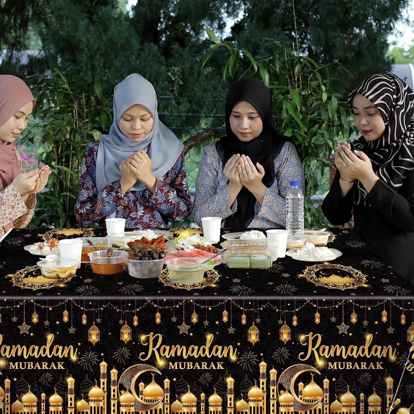 tineit 3 Pieces Ramadan Table Cloth, Ramadan Mubarak Table Decorations, Ramadan Decor Table Covers, Ramadan Decorations for Home Eid Mubarak Table Cloth