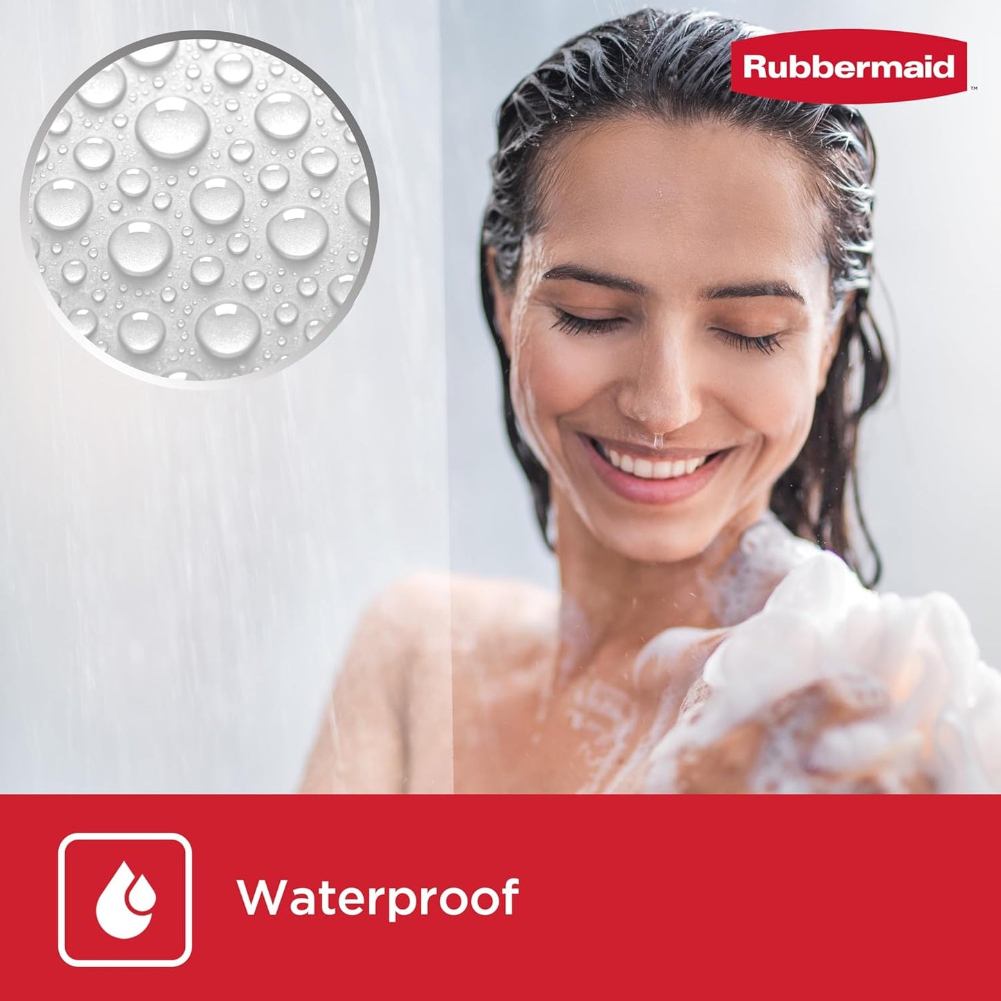 Rubbermaid Waterproof PEVA Shower Curtain Liner - Heavyweight with Magnets & Rustproof Grommets | 70x72 Clear