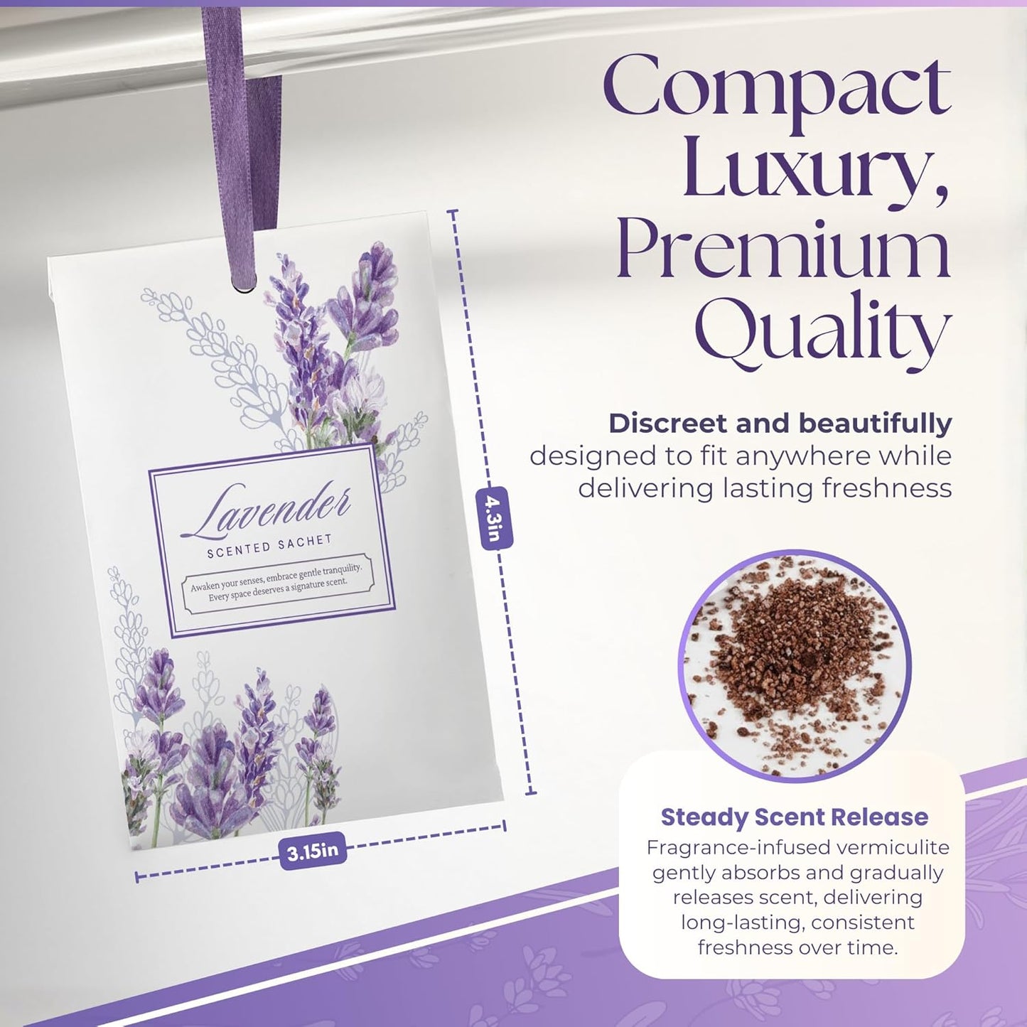 Skiennix Lavender Scented Sachets - 15 Pack Drawer & Closet Fresheners for a Refreshing Aroma